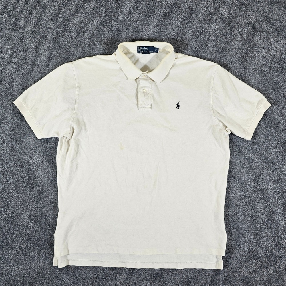 Polo Ralph Lauren Polo Shirt Short Sleeve‎ Casual Classic White Men's Sz XL Flaw